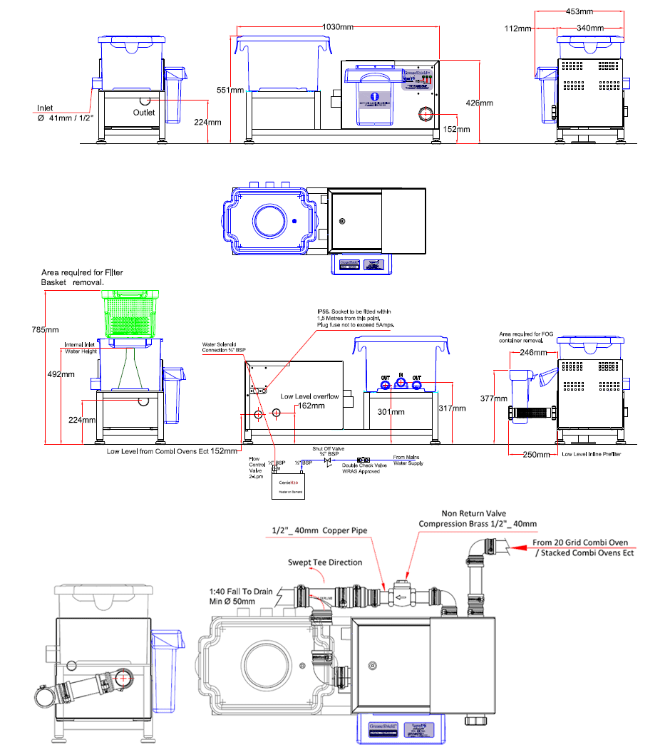 GS1000-LL-F Dimensional Drawings