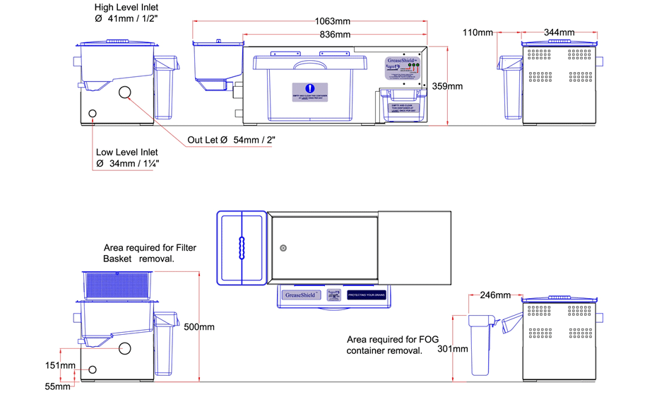 GS1850 AST-ECO-PF Dimensional Drawing
