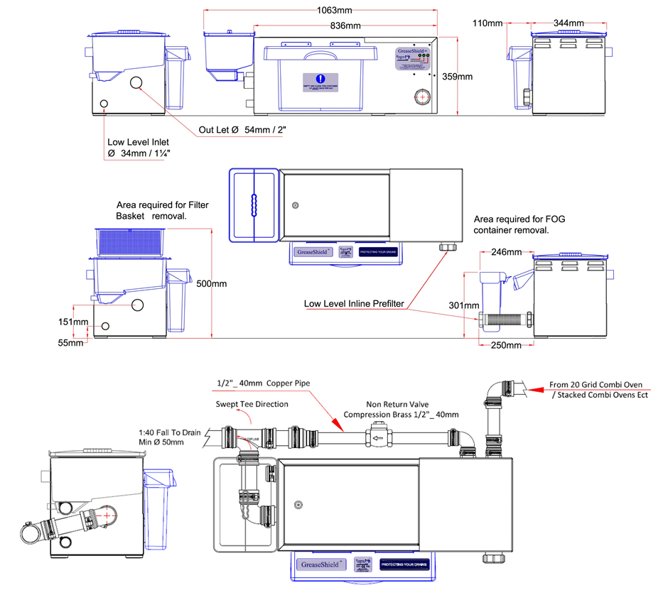GS1850-LL-PF Dimensional Drawing