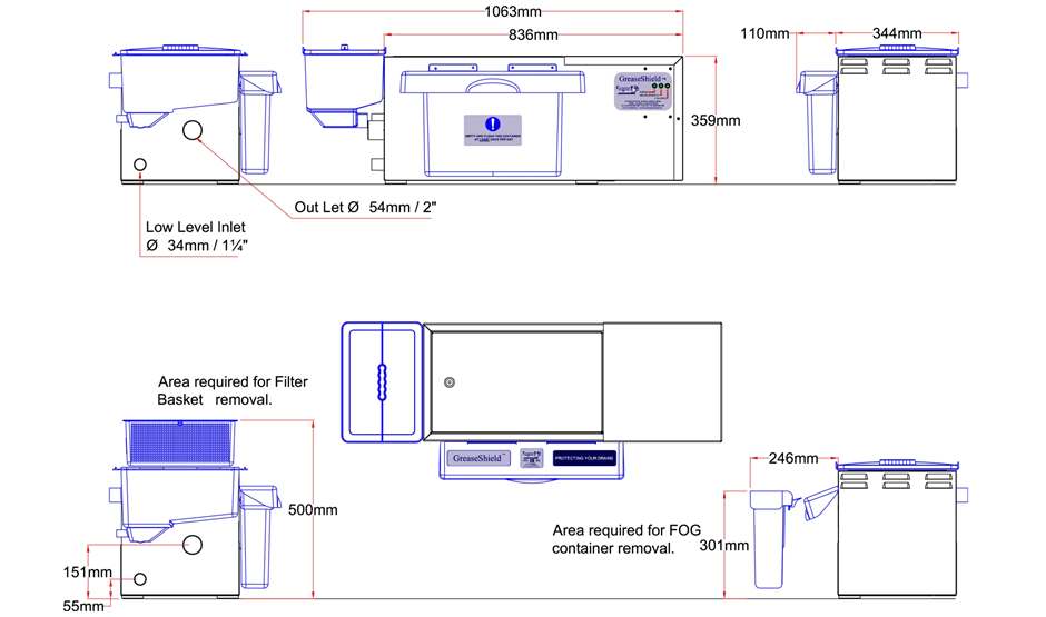 GS1850-PF Dimensional Drawing